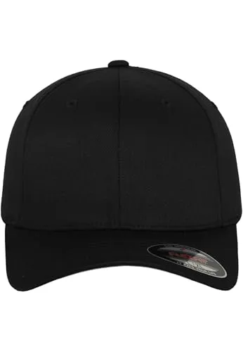 Flexfit Unisex Cap Wooly Combed, Unisex Baseballkappe, XS/S, blk/blk