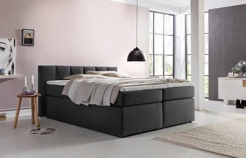 Möbelfreude Boxspringbett Boxspringbett Valina 90x200 cm Anthrazit H2, 90x200 cm Anthrazit H2 niedriges Kopfteil 90 cm Ideal für Dachsschräge