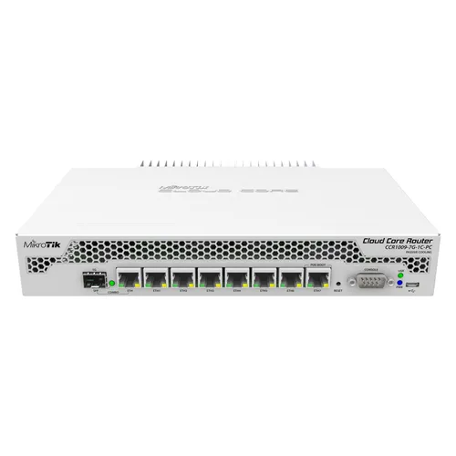 MikroTik CCR1009-7G-1C-PC Switch - Netzwerk-Switch mit 9 x Core CPU für hohe Leistung, ideal für anspruchsvolle Netzwerkanwendungen und effiziente Datenverarbeitung.