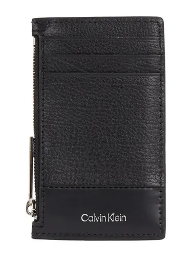 Calvin Klein SUBTLE MIX N/S CARDHOLDER 6CC - Herren Geldbörse aus schwarzem Leder, stilvolles Kartenetui mit Reißverschluss und edlem Logoschriftzug, perfekt für den Alltag.