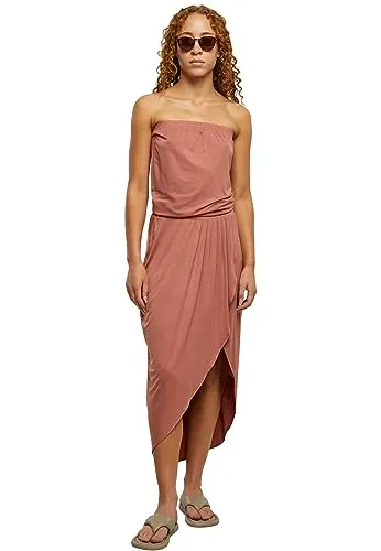 Urban Classics Damen Kleid Ladies Viscose Bandeau Dress Terracotta 5XL