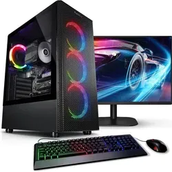 Kiebel Viper V Gaming-PC-Komplettsystem - PC-Komplettsystem mit 24" Monitor, AMD Ryzen 5, 16 GB RAM und 500 GB SSD. Ideal für Gaming und Multimedia, sofort startklar mit Windows 11 und ARGB-Beleuchtung.