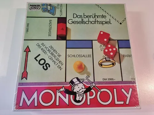 Monopoly mit der guten alten DM - D Mark - Parker 1985 - Gesellschaftsspiel mit stabilem Spielbrett und nostalgischer D-Mark, perfekt für Sammler und Retro-Spielabende.