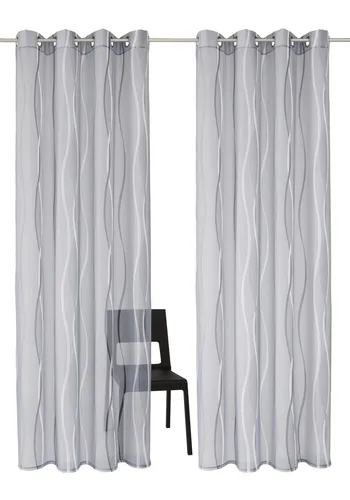 Otto Home Gardine "Dimona" Gr. 1, grau (silbergrau), 145cm, Ösen, 140cm