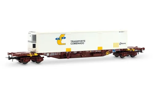 ELECTROTREN H0 HE6080 Flachwagen MMC3 m. 40'-Kühlcontainer, RENFE Ep.IV, OVP,NEU
