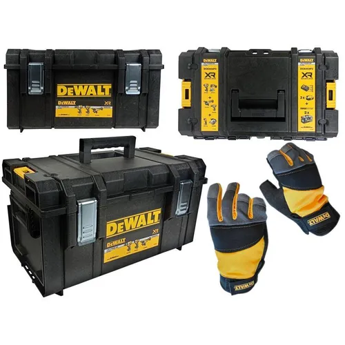 DeWalt Werkzeugbox DS300 mit Handschuhen Gr.L - Robuste leere Werkzeugbox DS300 mit 40 kg Traglast und 1 Paar 3/4 Fingerhandschuhe Gr.L. Ideal für die sichere Aufbewahrung Ihrer Werkzeuge. Kompatibel mit DeWalt Toughsystem.