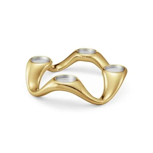 Georg Jensen COBRA ROUND CANDLEHOLDER SS, GOLD PVD 10019713 - Eleganter Kerzenhalter - Sonstige Dekoartikel mit hochwertiger PVD-Beschichtung, umweltfreundlich und ideal für stilvolle Akzente in jedem Raum.