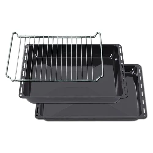 ICQN Backblech Set 422 x 370 mm - Kratzfest und Rostfrei - Backofenrost und Blechset mit emaillierter Oberfläche, passend für Electrolux, AEG, IKEA und mehr. Langlebig und leicht zu reinigen für perfekten Backgenuss!