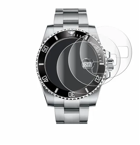 Savvies 4 Stück Full-Screen Schutzfolie für Rolex Submariner (Date) Full-Cover Displayschutz-Folie [3D Curved, Transparent, Anti-Fingerabdruck]