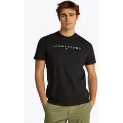 T-Shirt TOMMY JEANS "TJM REG LINEAR LOGO TEE EXT" - Herren-Shirts in Größe S, aus 100% Baumwolle, weich und dehnbar für hohen Tragekomfort, ideal für legere Freizeit-Outfits.