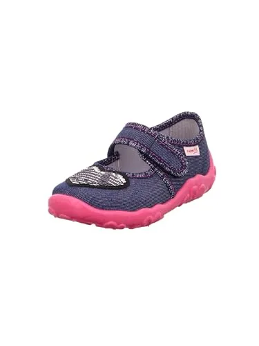 Superfit Mädchen Bonny Hausschuh, Blau 8000, 26 EU - Hausschuhe aus strapazierfähigem Textil mit Baumwollfutter, ideal für Kinder. Der Klettverschluss ermöglicht einen kinderleichten Einstieg und die Sohle färbt nicht ab.