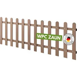 DELUKE® WPC Gartenzaun 60 cm hoch ROAR - 12 Latten | Lattenzaun WPC Zaun Vorgartenzaun Beetumrandung Grundstücksbegrenzung, 60 x 200 cm Braun - Braun