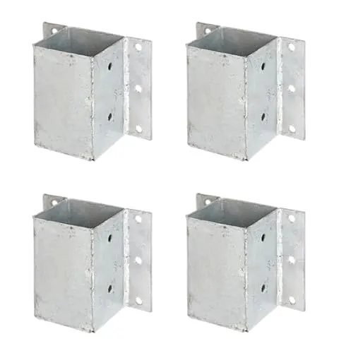 Alberts 4er Set Pfostenträger für L- und U-Steine - Stütze - Hochwertiger, feuerverzinkter Pfostenträger zum Anschrauben, ideal für stabile und langlebige Konstruktionen.