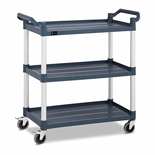 Royal Catering Servierwagen RC-ST910SS - Beistellwagen – 150 kg Tragfähigkeit, ideal für Gastronomie mit drei stabilen Ablagen und wendigen, geräuscharmen Rollen für einfachen Transport.