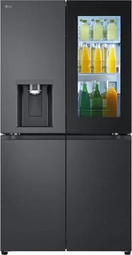 LG GMG960EVEE French Door Kühl-Gefrierkombination - Kühlschrank mit Festwasseranschluss, bietet frisches Wasser und Eis auf Knopfdruck, ideal für moderne Küchen.