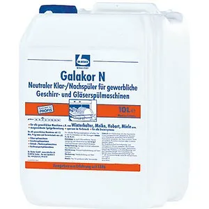 Dr. Becher Galakor N Klar- Nachspüler 10 l - Reinigungsmittel für gewerbliche Geschirrspülmaschinen, sparsam im Verbrauch und sorgt für ausgezeichnete Spülgutbenetzung ohne Schaumbildung.