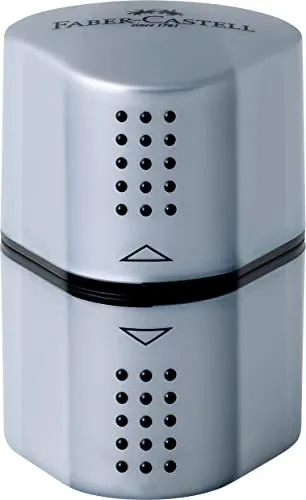 FABER-CASTELL 183800 - Dosenspitzer Grip 2001, 3in1, Anspitzer mit Behälter für Blei- und Buntstifte