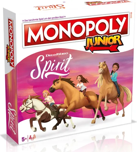 Winning Moves - Monopoly Junior - Spirit: Gesellschaftsspiel für die ganze Familie - Gesellschaftsspiel für 2-6 Spieler ab 5 Jahren, im einzigartigen Spirit Design. Fördert spielerisch den Umgang mit Geld und sorgt für einen unterhaltsamen Spieleabend.
