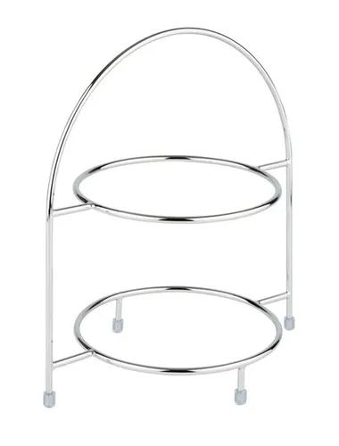 APS 33219 Serviergestell - für 2 Teller bis 27 cm, elegantes Design für Kuchen und Snacks, pflegeleichtes hartverchromtes Metall