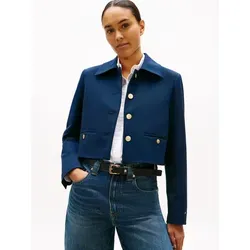 Tommy Hilfiger Kurzblazer PUNTO LADY JACKET blau 40 - Stylischer Kurzblazer in Dark Night Navy, ideal für den Casual-Look. Mit elastischem Material für optimalen Tragekomfort und praktischen Eingrifftaschen.