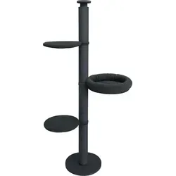 Active Cats Kratzbaum Domestic, Schwarz - Deckenspanner mit 3 Schlafplätzen - Eleganter Deckenspanner für Katzen, der platzsparend zwischen Boden und Decke verspannt. Bietet 3 Schlafplätze und zahlreiche Klettermöglichkeiten für aktiven Spielspaß. Hochwertige Sisalstämme für optimale Krallenpflege.