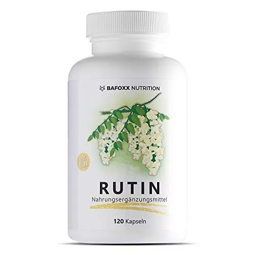 Rutin Kapseln 450 mg - Reine pflanzliche Rutin Kapseln aus Sophora japonica, 120 Kapseln für eine einfache tägliche Einnahme. Frei von künstlichen Zusatzstoffen und vegan.