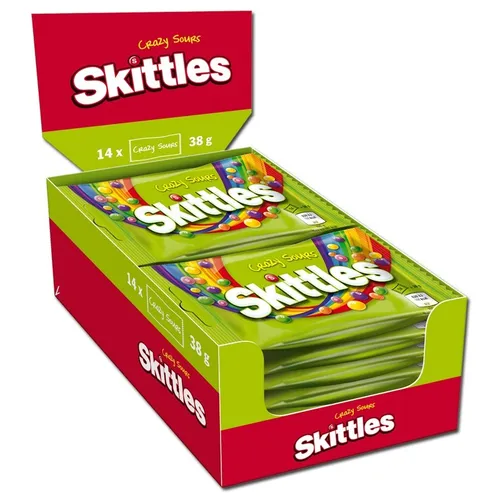  Skittles Crazy Sours 38g, Bonbons, Dragee, 14 Beutel 14,92€/1kg