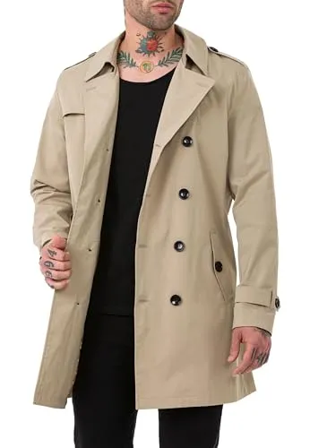 Red Bridge Herren Trenchcoat Light Version Beige - Funktionsjacken für modebewusste Männer, ideal für Freizeit und geschäftliche Anlässe. Leichte, dünn gefütterte Jacke mit Klappkragen und seitlichen Eingrifftaschen, perfekt für den Sommer und Übergangszeiten.