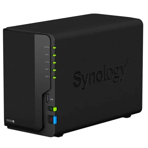 Synology DS220+ 6TB 2 Bay Desktop NAS System, installiert mit 2 x 3TB Western Digital Red Festplatten