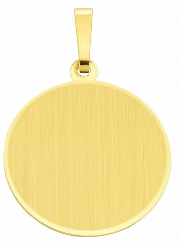 Adelia´s Kettenanhänger Damen Goldschmuck 585 Gold Gravurplatte Anhänger Ø 19,1 mm, 585 Gold Goldschmuck für Damen