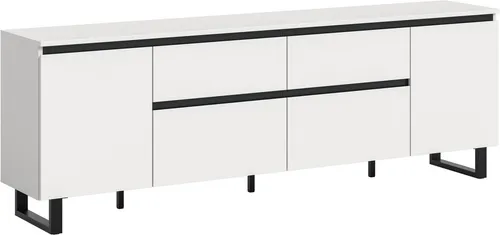 Lowboard INOSIGN "TOMA" - Stilvolles TV-Lowboard mit Metall-Kufen-Fuß - TV-Lowboard aus FSC-zertifiziertem Holzwerkstoff, bietet Platz für Mediengeräte mit 2 Türen, 2 Schubkästen und 2 Klappen - ideal für ein modernes Wohnzimmer.