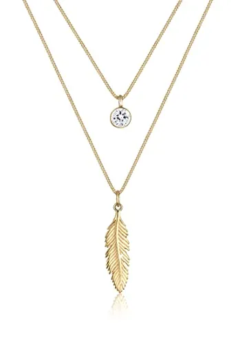 Elli Halskette Damen mit Anhänger Feder Boho und Kristall in 925 Sterling Silber - Elegante Halskette aus 925 Sterling Silber, veredelt mit einem Glaskristall. Handgefertigt und anlaufgeschützt, ideal für stilbewusste Frauen und als besonderes Geschenk.