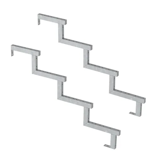 2er Set Stahltreppenleiste 4 Stufen - Bodenleisten für Treppen, robust aus Stahl, ideal für Sicherheit und Stabilität, mit wählbarer Stufenbreite und Option für Steigleitungen.