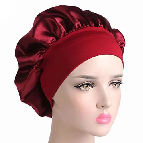 Stück Silk Bonnet,Seidenhaube Schlafhaube,Satin Haarhaube Bonnet,Schlafmütze Nachtmütze Haube Schlafen Atmungsaktive Kopfbedeckung für lockiges Haar Schlafmütze Seide Kopfhaube-rot 1