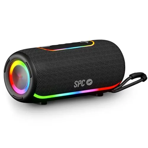 SPC Orbital Storm - Tragbarer 60-W-Bluetooth-Lautsprecher mit 360°-LED-Licht - Erleben Sie mit dem SPC Orbital Storm kraftvollen Sound und faszinierende Lichteffekte! Bis zu 20 Stunden Akkulaufzeit, wasserdicht und perfekt für jede Veranstaltung.