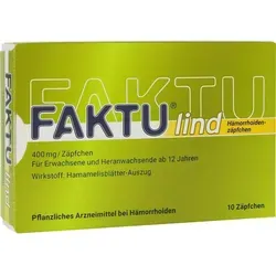 Faktu Lind Hämorrhoidenzäpfchen 10 ST - Arzneimittel zur Linderung von Juckreiz, Nässen und Brennen bei Hämorrhoiden. Pflanzlich mit Hamamelisblätter-Auszug, ideal für die Anfangsstadien von Hämorrhoidalleiden.