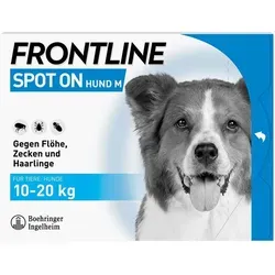 FRONTLINE® SPOT ON Hund M - Effektiver Schutz gegen Flöhe und Zecken - Tiergesundheit: Zuverlässige Abtötung von Flöhen und Zecken, wirkt bis zu 8 Wochen, ideal für Hunde von 10-20 kg, auch zur Behandlung von Flohstichallergien geeignet.