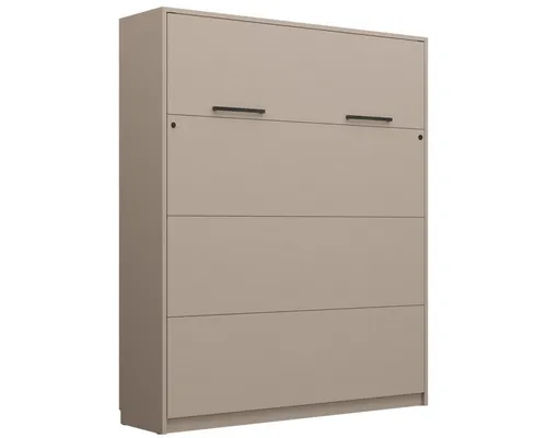 QMM Schrankbett Wandklappbett vertikal GN 160x200 mit LED - Modernes Schrankbett mit 3 Regalen und steuerbarer LED-Beleuchtung, ideal für platzsparendes Wohnen. Einfaches Hoch- und Runterstellen dank hochwertigem Gasdruckfeder-System.