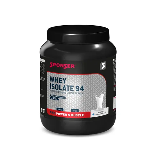 Sponser Whey Isolate 94 Proteinpulver 850g - Hochwertiges laktosefreies Molkenproteinisolat - Power-Produkte - Reines Whey Isolate CFM mit max. Eiweißgehalt, ideal für Muskelaufbau und Regeneration, laktosefrei und aus Milch von grasgefütterten Kühen.