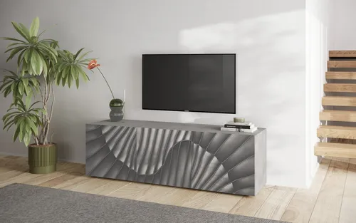 OTTO home Lowboard Snake, TV-Möbel, TV-Schrank, Media-Board, Breite 181 cm, viel Stauraum, mit Siebdruck-Front, 3 Türen, bodenstehend, stilvoll & funktional