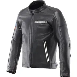 Dainese Leggenda Perforierte Lederjacke Schwarz 50 - Klassische Motorradjacke aus hochwertigem Rindsleder, ausgestattet mit herausnehmbaren Protektoren für zusätzlichen Schutz. Ideal für stilbewusste Fahrer, die Sicherheit und Komfort schätzen.