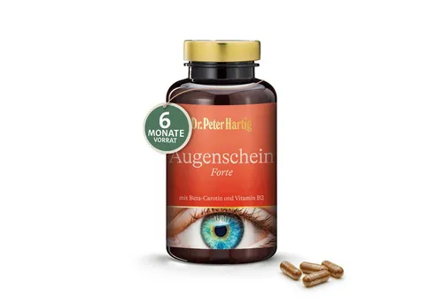 Dr. Peter Hartig Augenschein Forte - 180 Kapseln, 6-Monats-Vorrat mit Lutein und Zeaxanthin, unterstützt die Sehgesundheit und ist lactose-, gluten- und hefefrei
