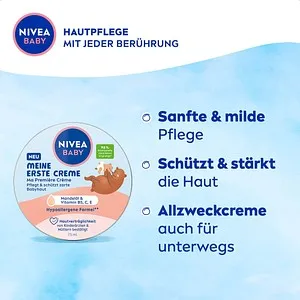 NIVEA BABY MEINE ERSTE CREME 75 ml - Sanfte Babycreme für die zarte Haut Ihres Babys, ideal zur täglichen Pflege und Feuchtigkeitsversorgung.
