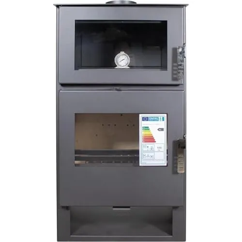 Holzofen Verso F 9 kW mit Backofen - Kaminofen mit integriertem Backofen und Thermometer, ideal zum Heizen und Kochen – perfekt für umweltbewusstes Wohnen.