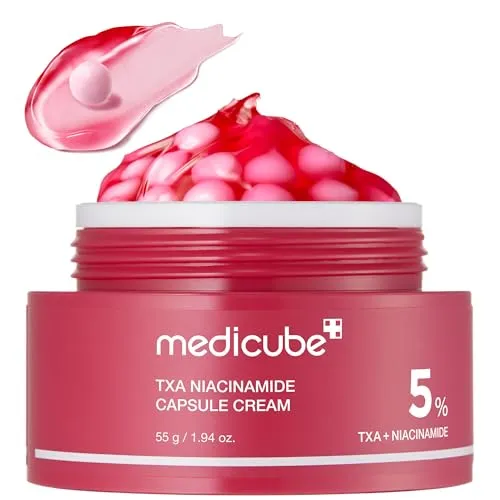 Medicube Tagescreme TXA Niacinamide Capsule Cream – 2-Phasen-Formel für strahlende Haut - Feuchtigkeitscreme mit innovativer Kapsel-Gel-Technologie für einen ebenmäßigen Teint. Enthält 99 % TXA und 5 % Niacinamid für intensive Feuchtigkeit und Hautpflege.