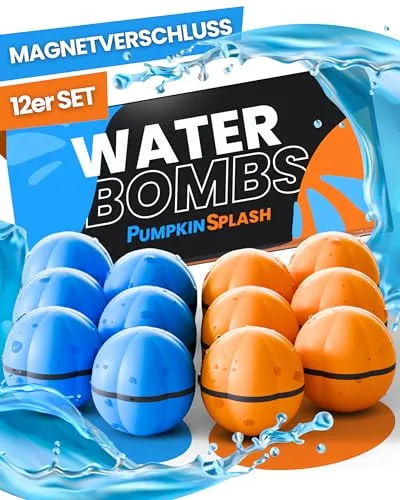 12x Wasserbomben wiederverwendbar in 2 starken Team-Farben [in 1 Sekunde befüllbar] - premium Silikon für RIESEN Wasserspaß - Wasserbomben selbstschließend - Gartenspielzeug für Kinder - 12 Stück