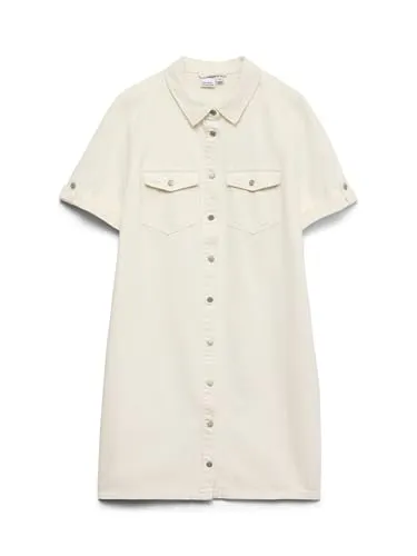 VERO MODA VMJENNIE SS Kurz Denim Kleid - Freizeitkleider für Damen mit praktischen Brusttaschen, ideal für lässige Sommerlooks.