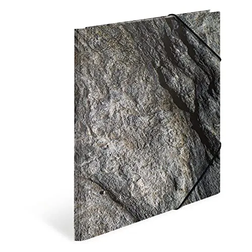 HERMA Sammelmappen A4 Natur Stein Set, 3 Stück, Kinder Eckspanner-Mappen aus Pappe mit haptischer Veredelung, Motiv, Gummizug, Innenklappen und Innendruck für Jungen und Mädchen