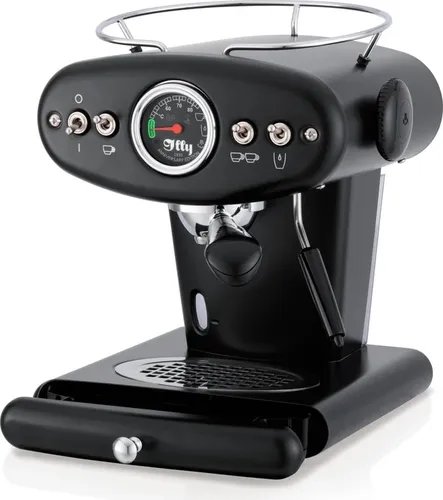 Illy X1 Anniversary Maschine für gemahlenen Kaffee und E.S.E.-Pads (schwarz) - Siebträgermaschine für perfekten Kaffeegenuss, elegantes Design und vielseitige Verwendung mit gemahlenem Kaffee oder E.S.E.-Pads.