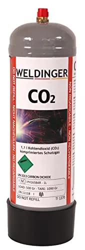 bar CO2-Einwegflasche 390 g = 1 Liter (Schutzgas Schweißgas MAG-Schweißen) 110